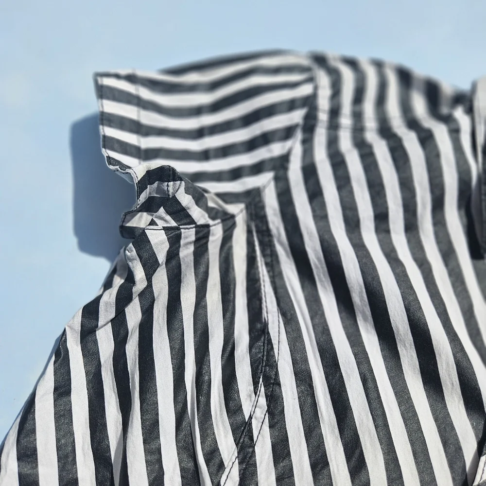 Tripp NYC Black & White Top Y2k Early 2000s Short Sleeve Button Down Goth Tripp - Picture 5 of 12